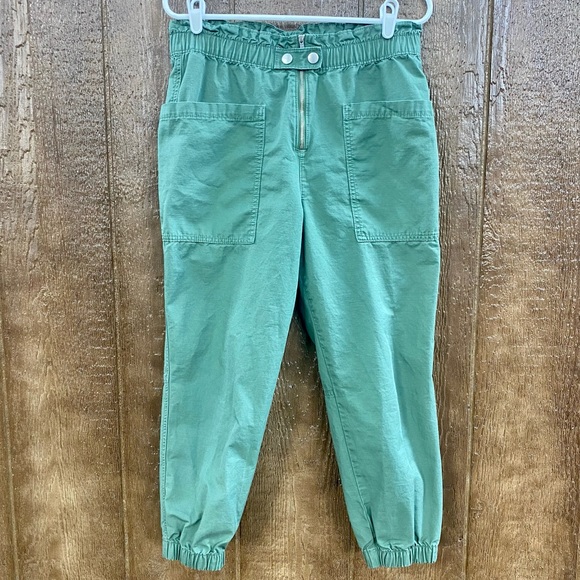 GAP Green High Waisted Utility Cargo Joggers Pants Size 10 Petite - Picture 2 of 8